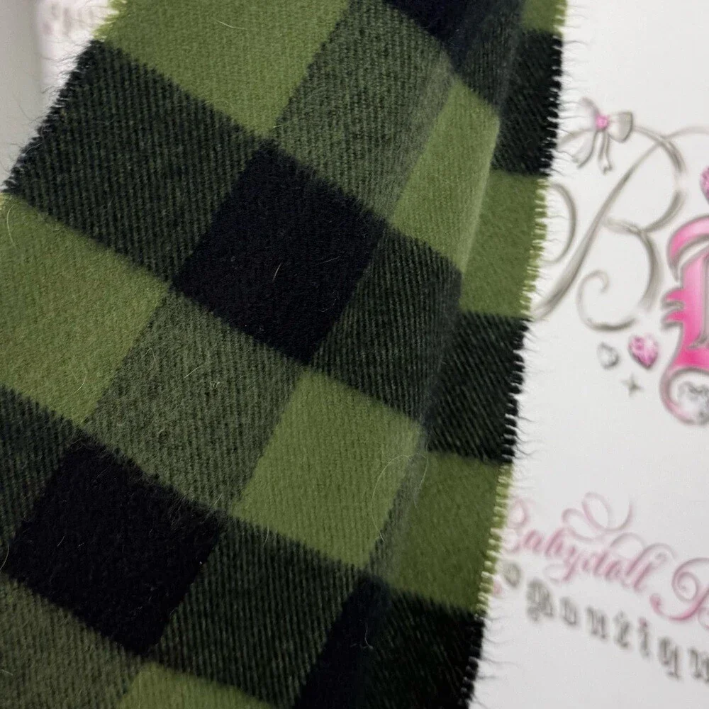Scarf scarve plaid checker checkered print Green and Black Plaid Scarf